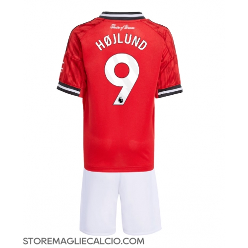 Manchester United Rasmus Hojlund #9 Maglia Gara Casa Repliche 2025-26 Bambino Maniche Corte Manchester United Rasmus Hojlund #9 Maglia Gara Casa Repliche 2025-26 Bambino Maniche Corte